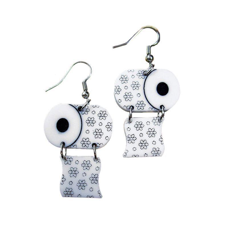 Funny Acrylic Paper Roll Earrings Tissue Paper Drop Earrings Fashion Jewelry
