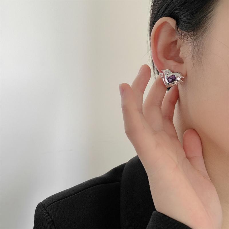 Diamond Inlaid Zircon Ear Studs Simple Popular Earrings Birthday Gift for Women