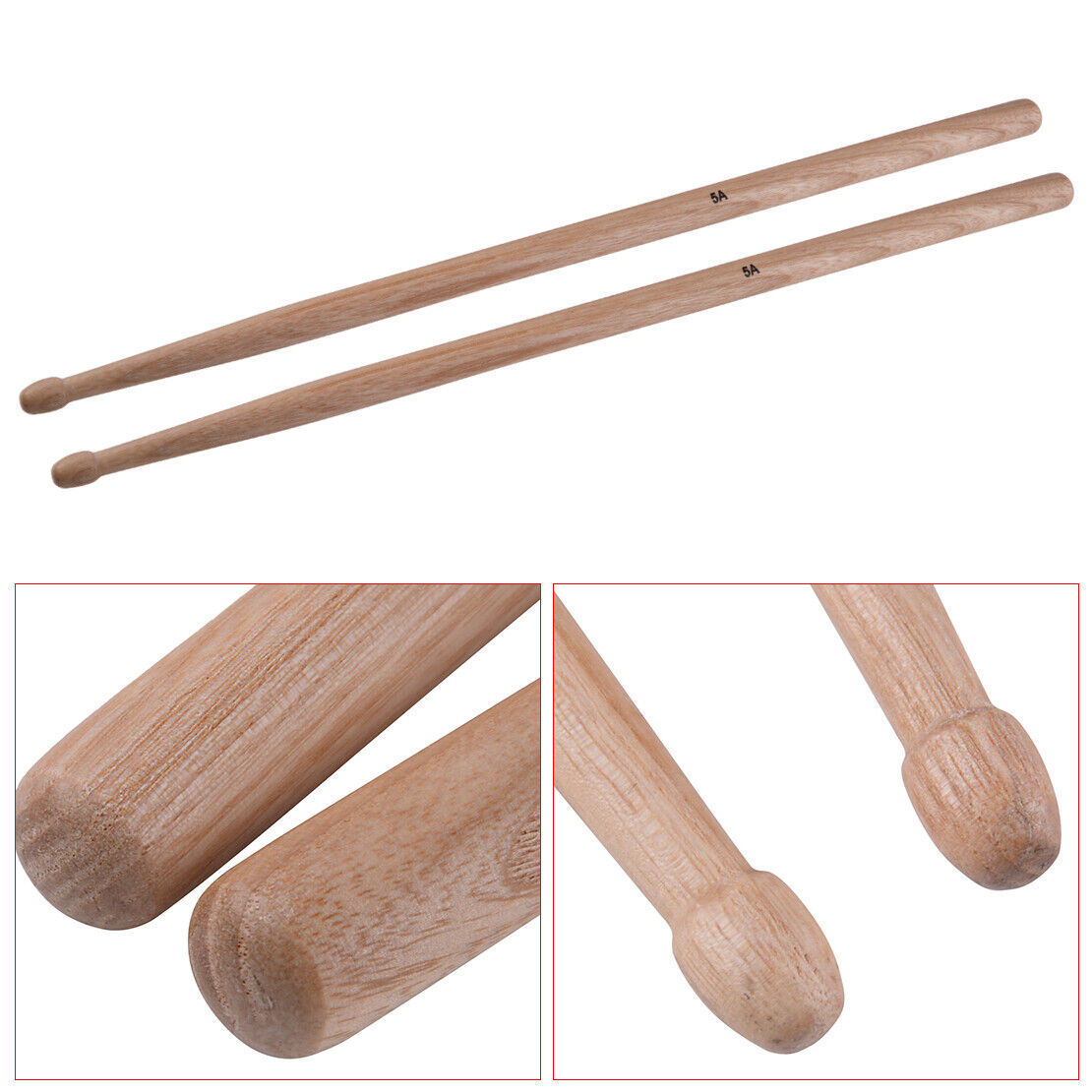 2Pcs 5A Professional Drumsticks Maple Wooden Drum Sticks Type Lid