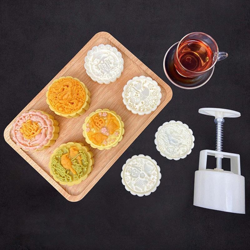100g Mid-Autumn Theme Mooncake Mold Pastry Stamp Mooncake Moulds Hand Pressure