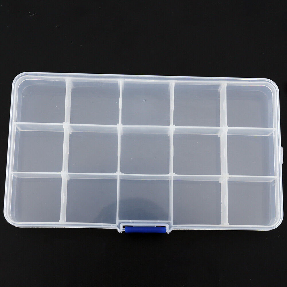 15 Slots Transparent Plastic Fishing Lure Box Fishing Tackle Storage Box