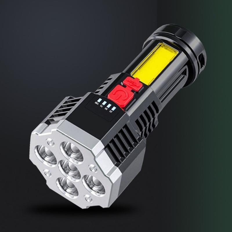 4 Modes Bright Handheld Flashlight w/ COB Side Light Portable Flashlight Camping