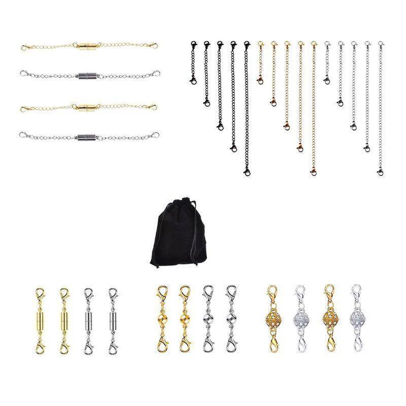 31 Pcs/set Magnet Buckle Bracelet Necklace Connection Extension Chain Set Women