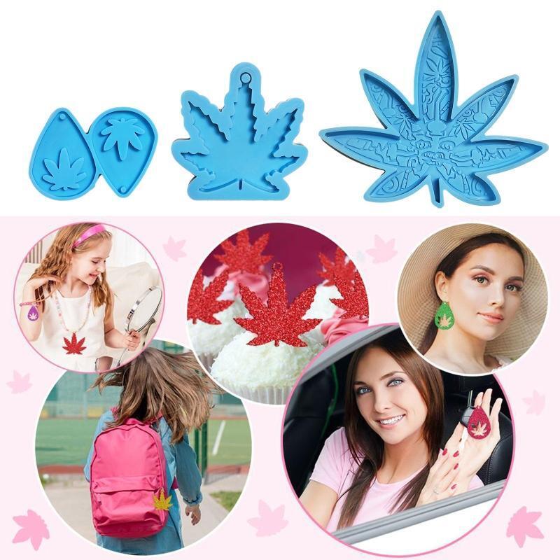 Hemp Leaves Earring Mold Keychain Molds DIY Silicone Maple Leaf Pendant Clay