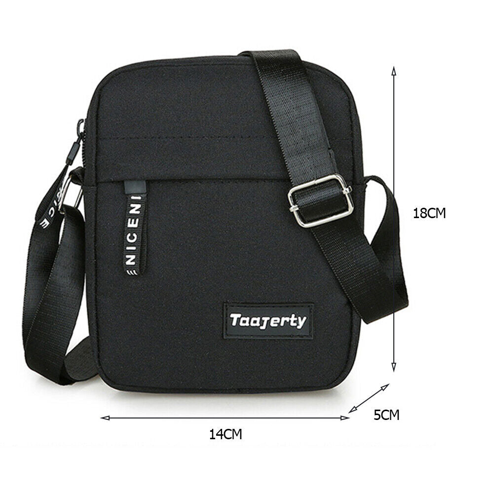 Men Outdoor Sports Nylon Shoulder Bag Male Casual Crossbody Bags (Black)