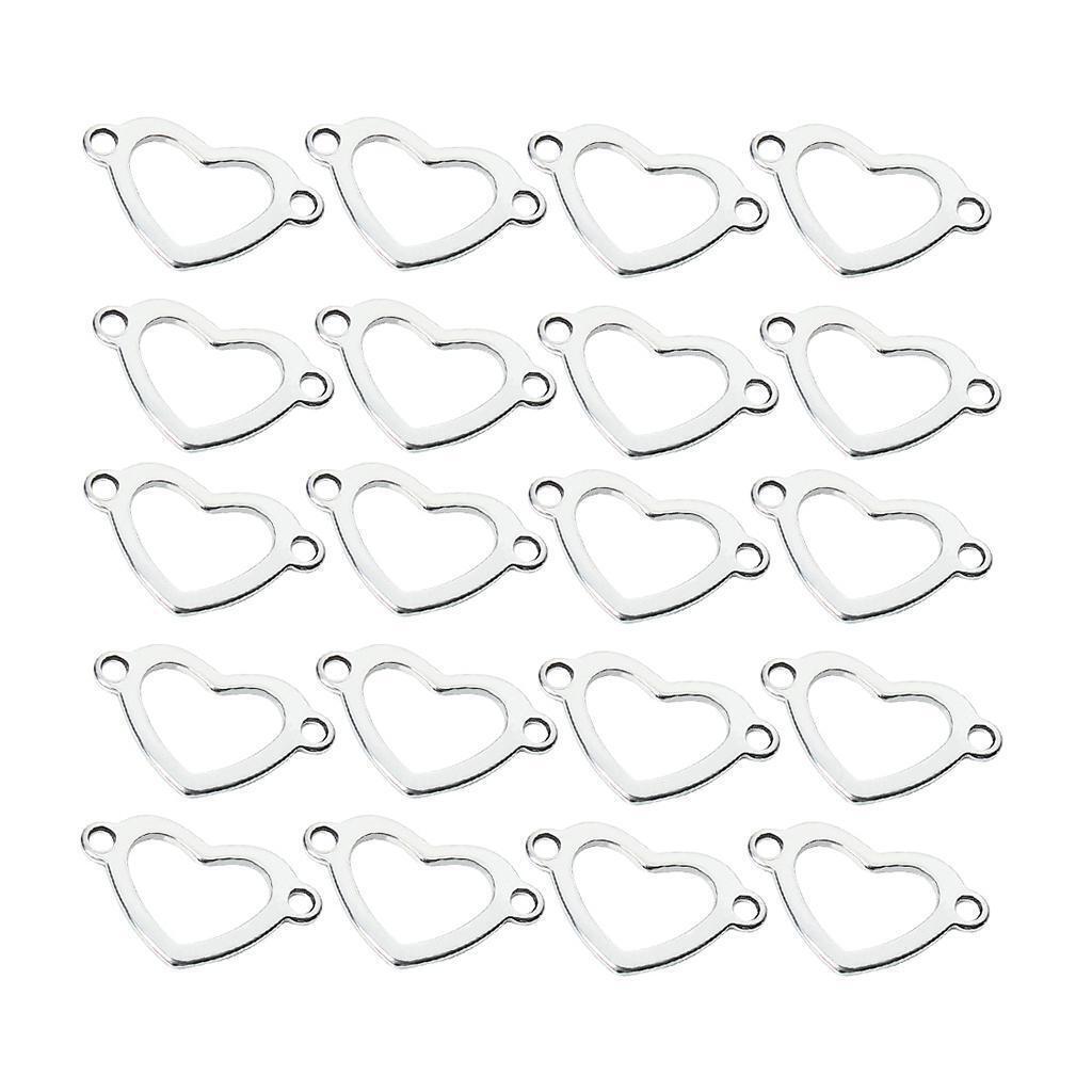 20 Pieces Metal Flat Heart Shaped Blank Coin Stamping Charms Tag Pendants