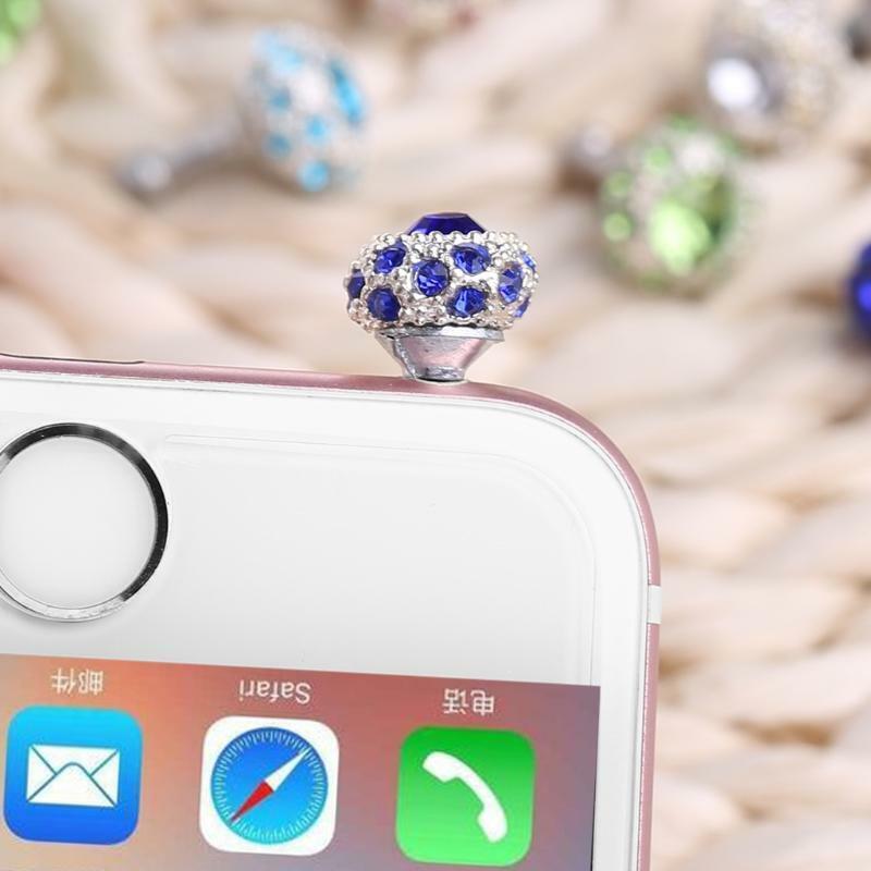 Colorful Rhinestone Ball 3.5mm Anti Dust Plug Earphone Stopper For Smart Phone
