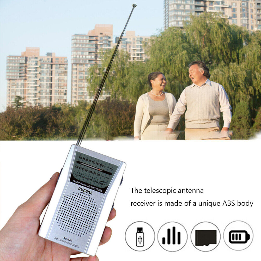 Portable AM FM Radio BC-R60 2AA Battery Operated with Speaker Earphone Jack