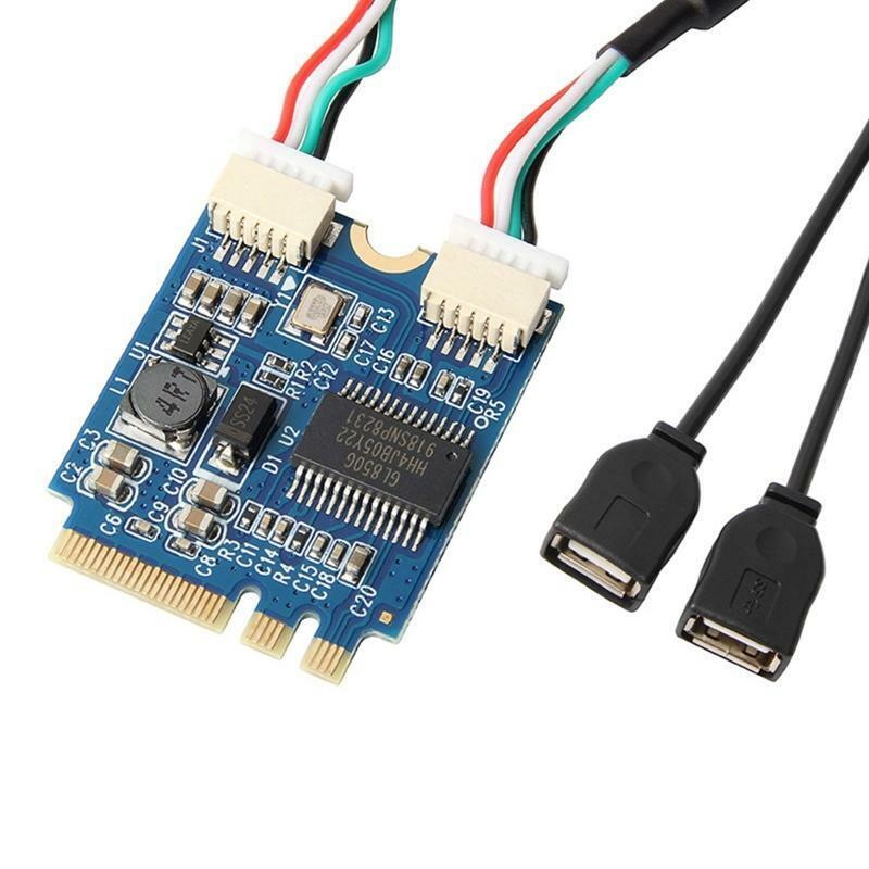 M.2 NGFF Key A-E to Dual USB2.0 Extension Cable Card M.2 to USB Expansion Card