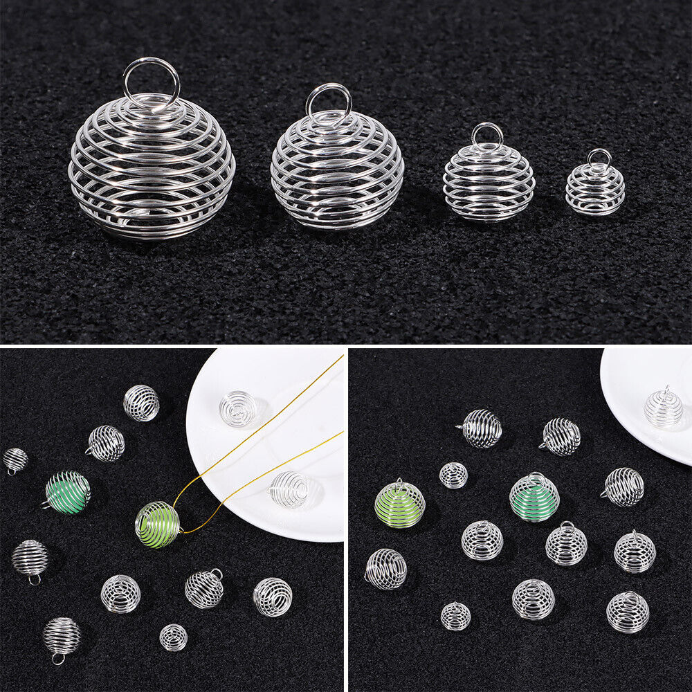 Jewelry Making Charms Necklace Cage Pendants Stone Holder Spiral Bead Cages