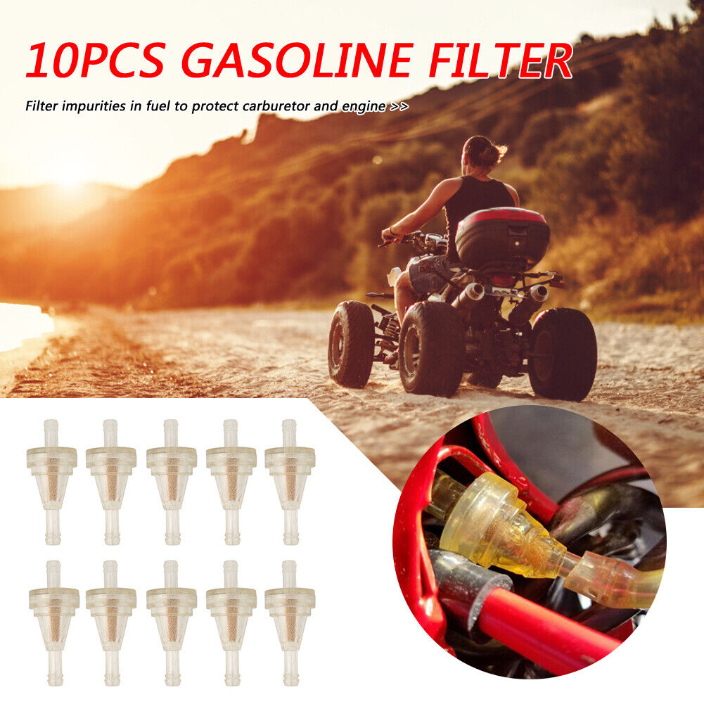 10pcs 1/4 Clear Motorcycle Inline Gas Fuel Filter for Dirt Bike ATV UTV
