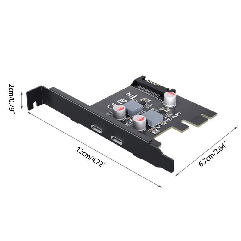 PCIE To Type-C 2 Port Expansion Card PCIE Riser Fast Charging PD 20W Type C Card