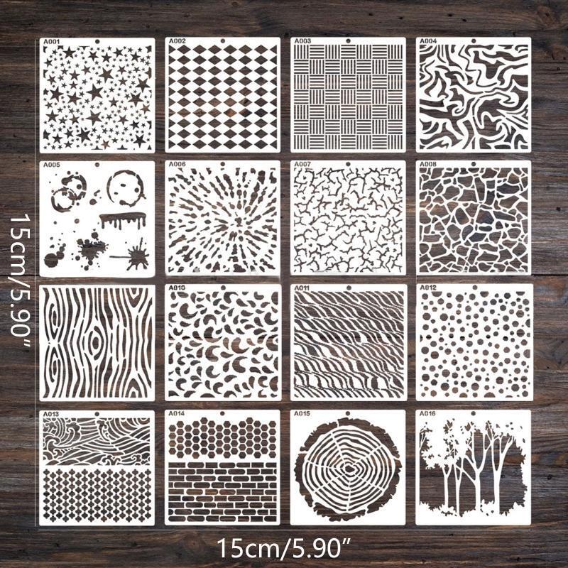 16Pieces Drawing PET Templates Art Geometric Stencils Kit for Room Decorations