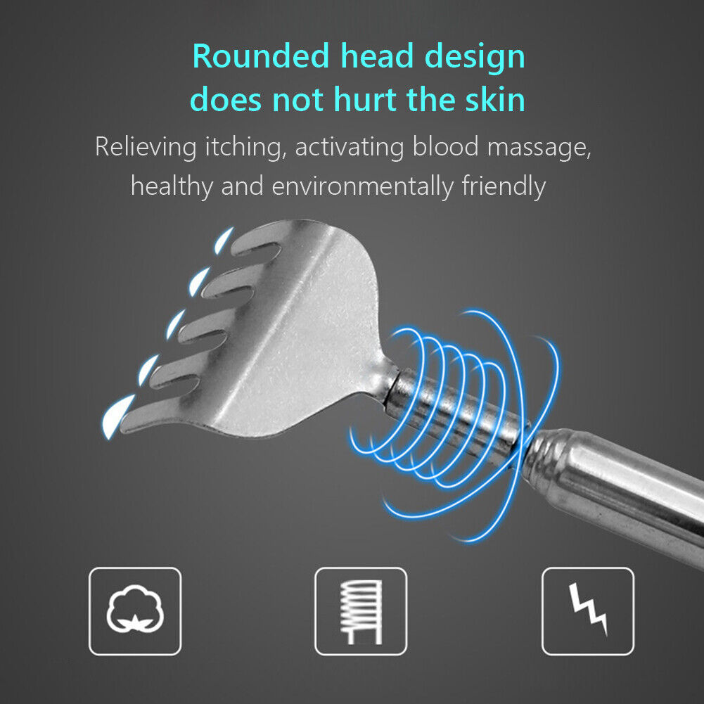 Back Scratcher Stainless Steel Retractable Body Massager Itching Tool Rake