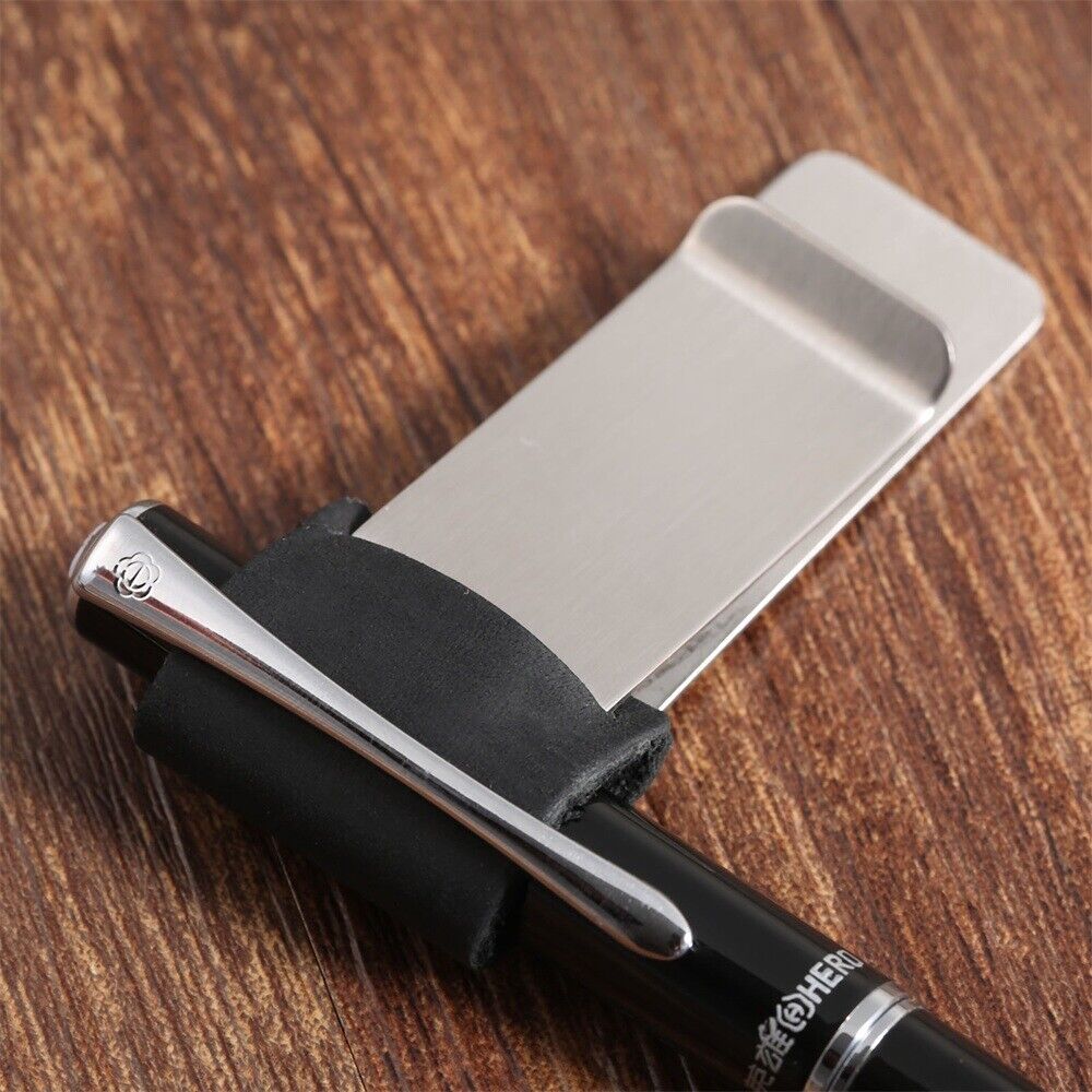 Black Leather Practical Pen Holder Organizer For Passport Notebook Diary Memo