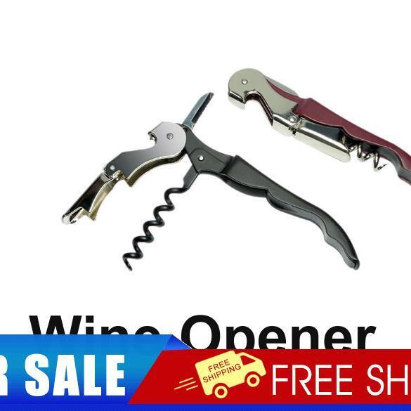 Wine Bottle Cap Opener Corkscrew Stainless Steel Metal With Plastic Handle