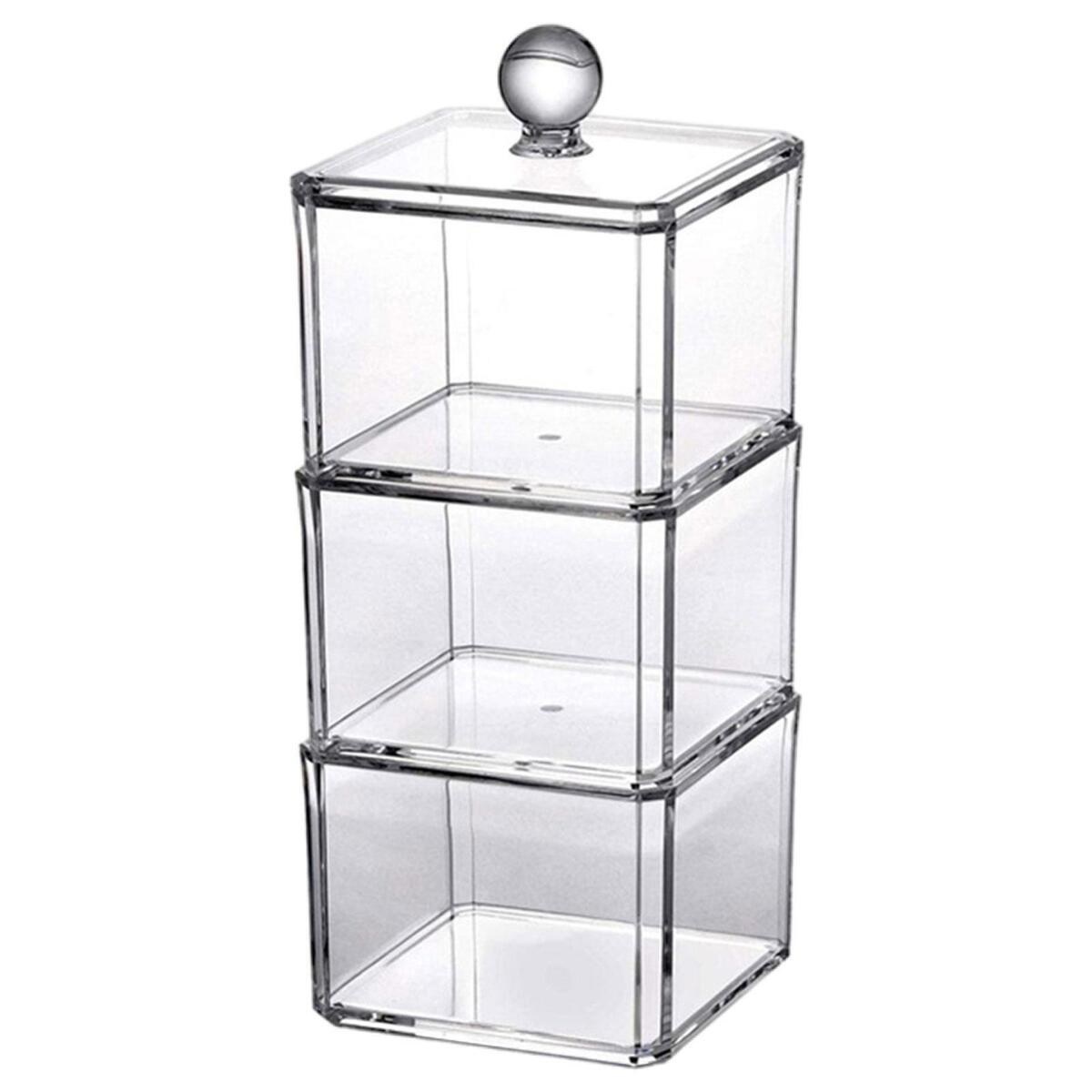 Clear Stackable Cotton Pad Storage Box with Cover Organizer Chic Cosmetic Holder