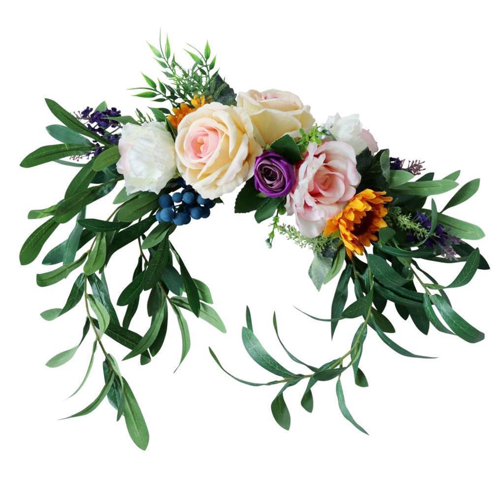 Romantic Simulation Leaves Silk Flower Wall Door Chair Back Hanging Decor
