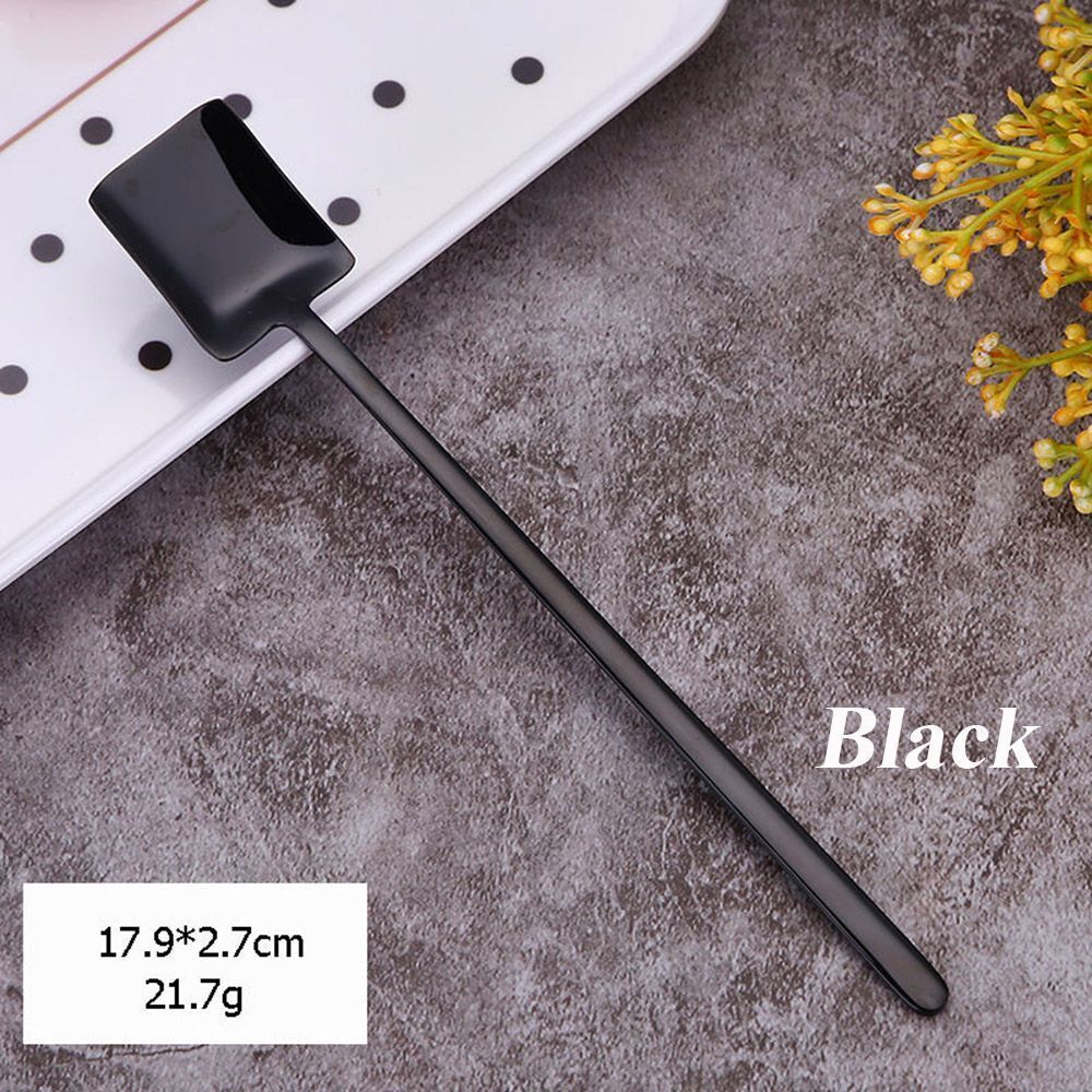Flatware Long Handle Square Shovel Stainless Steel Coffee Spoon Stirring Scoop