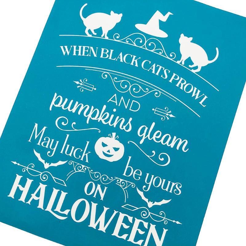 Halloween Self-Adhesive Silk Screen Printing Stencil Reusable Sign Stencils DIY