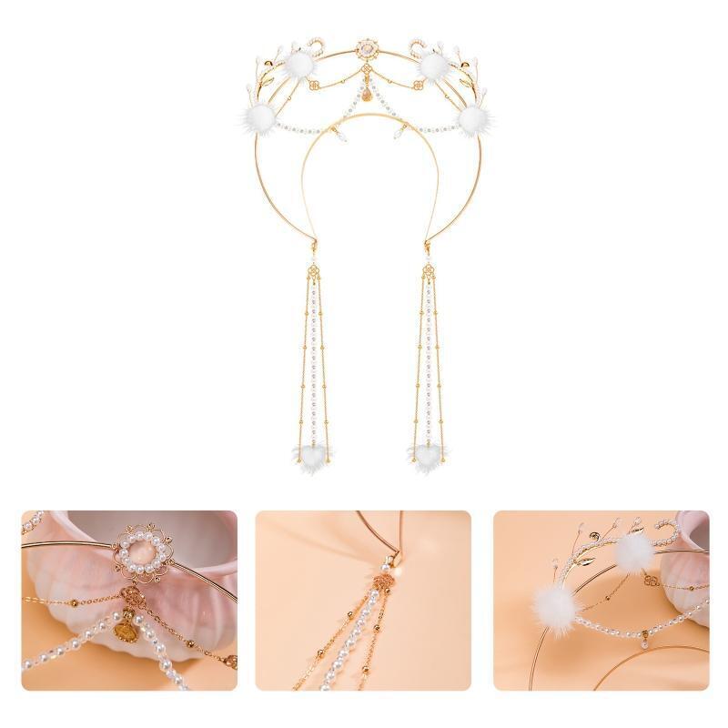 Tassel Crown Shape Hair Hoop Cute Wash Face Hair Holder Festival Party Headwear