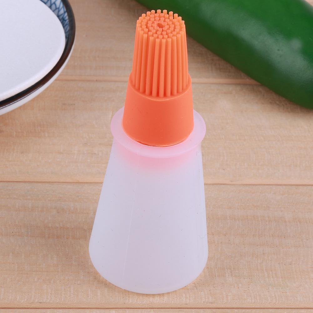 1pc Heat Resisting Silicone Grill Oil Bottle BBQ Basting Brush Tool(Orange)