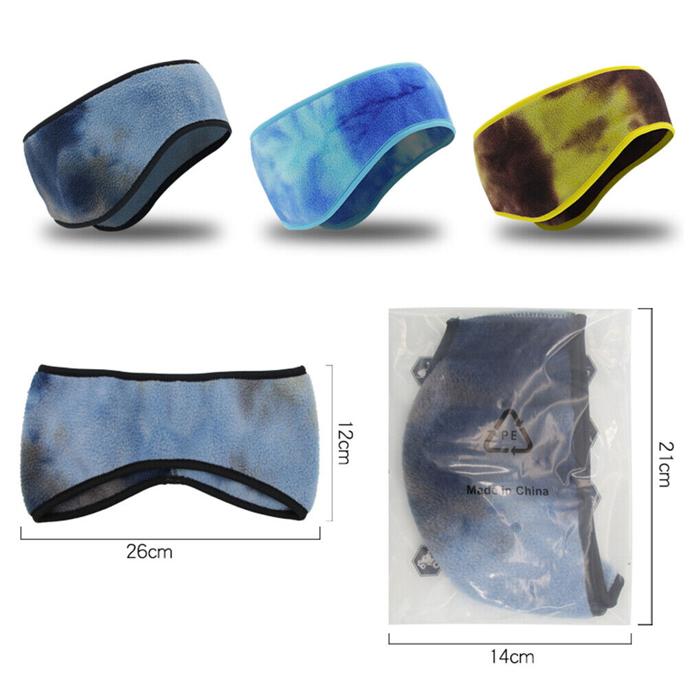 Sports Headband Tie Dye Windproof Fleece Bike Earmuff Hair Band (Sky Blue)