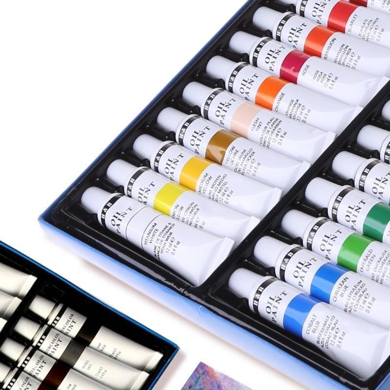 24 Colors Professional Oil Painting Paint Drawing Pigment 12ml Tubes Set Artist
