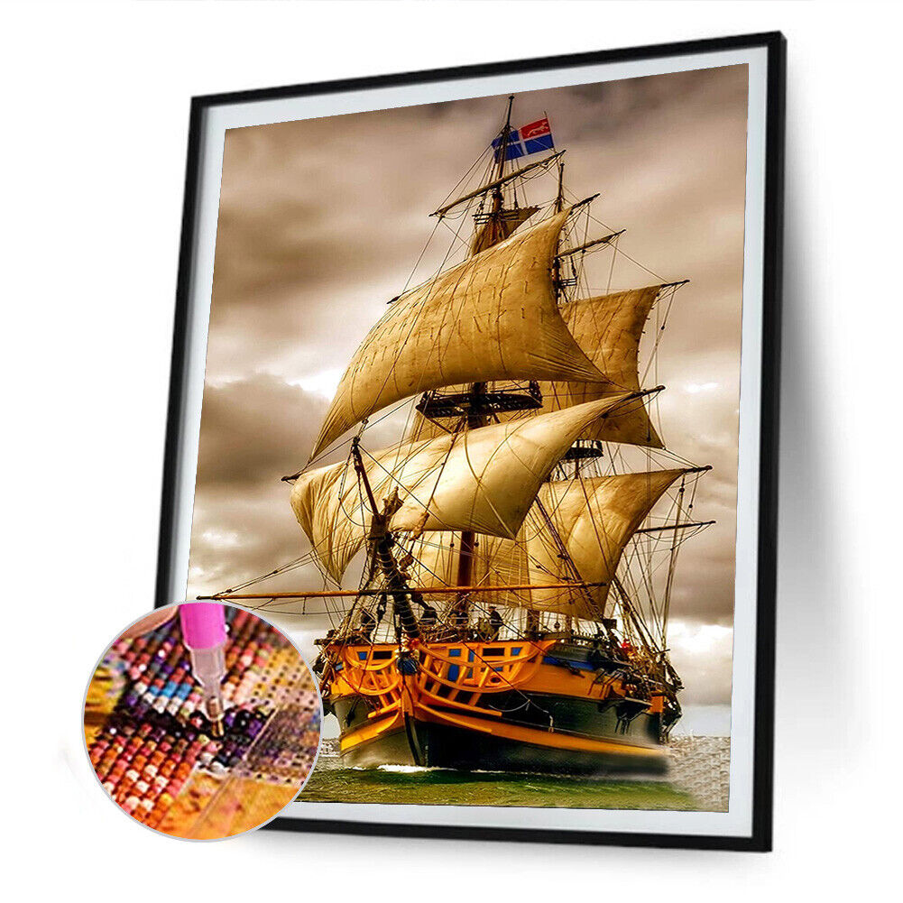 5D DIY Diamond Painting Ship Full Round Drill Mosaic Picture Kit Wall Arts