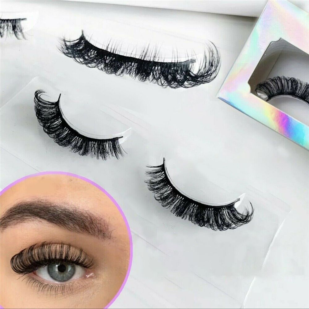 Wispy Fluffy D Curl Russian Strip Lashes False Eyelashes Faux Mink Lashes