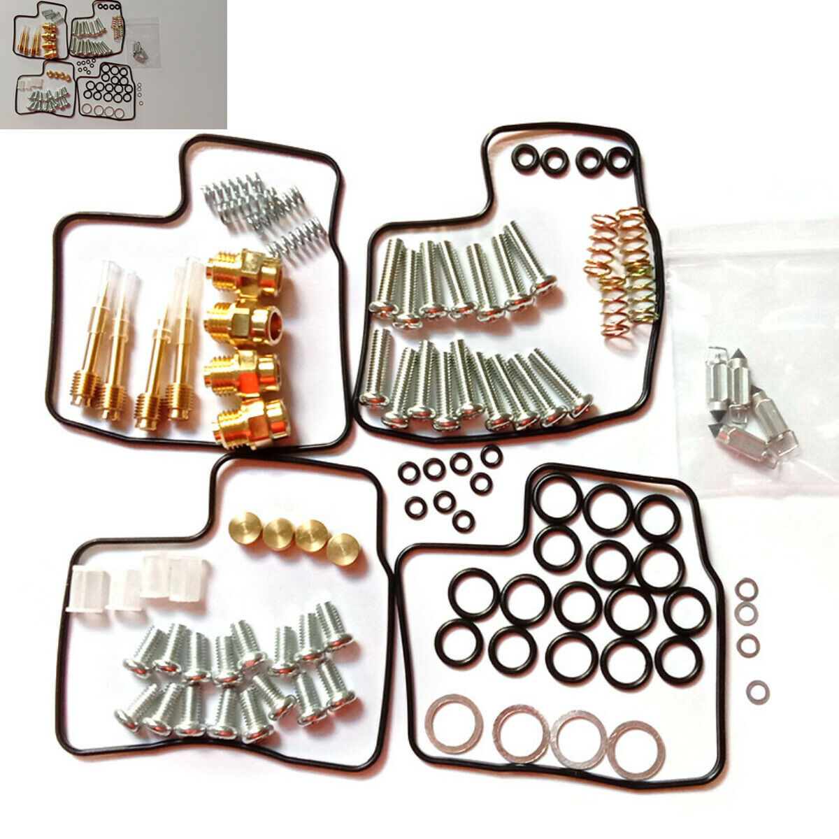 4 Sets Carburetor Repair Kit w/ Screw Spring Gasket for VF750F VF700F VF700C