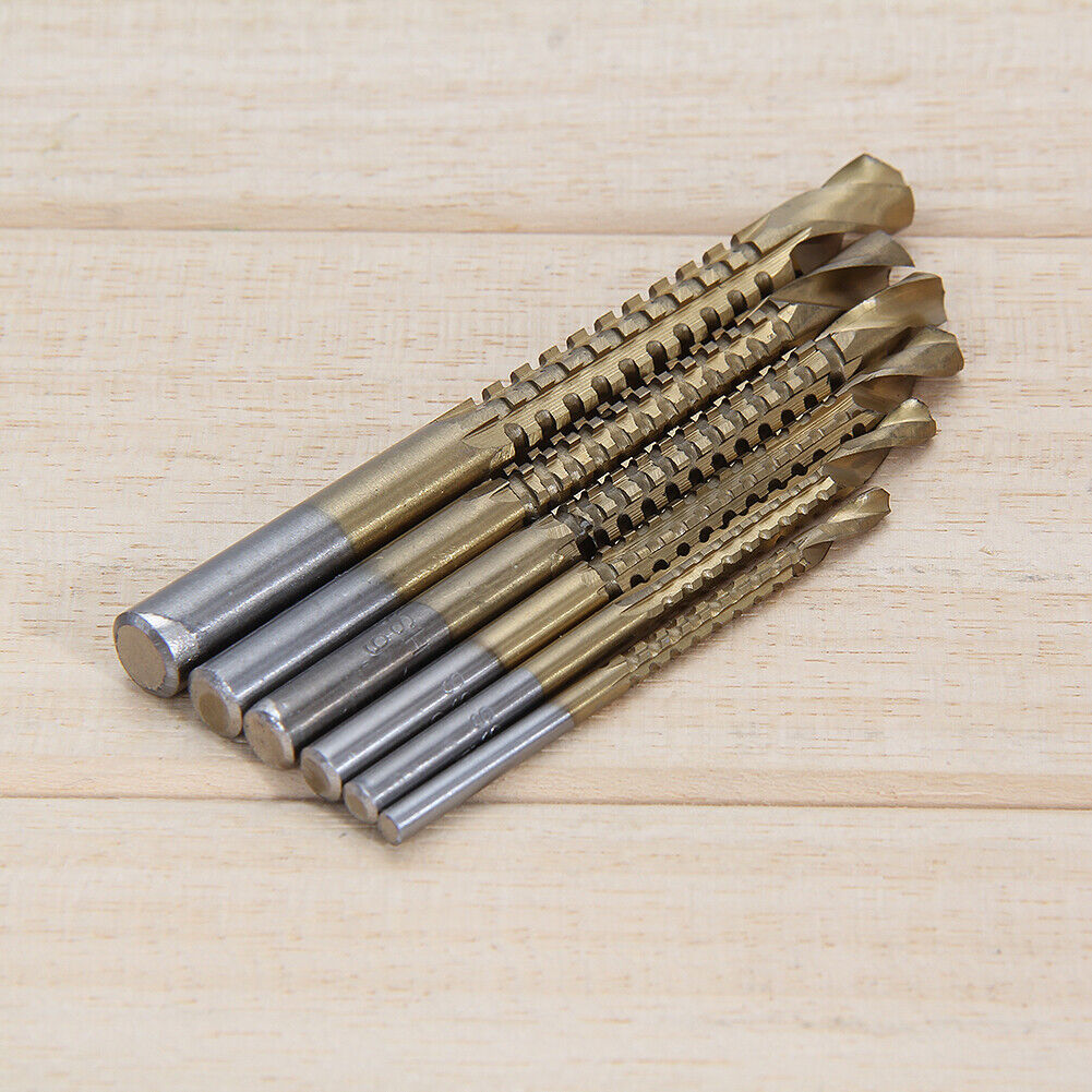 6Pcs HSS High Speed Steel Titanium Coated Drill Bit Set 3/4/5/6/6.5/8mm