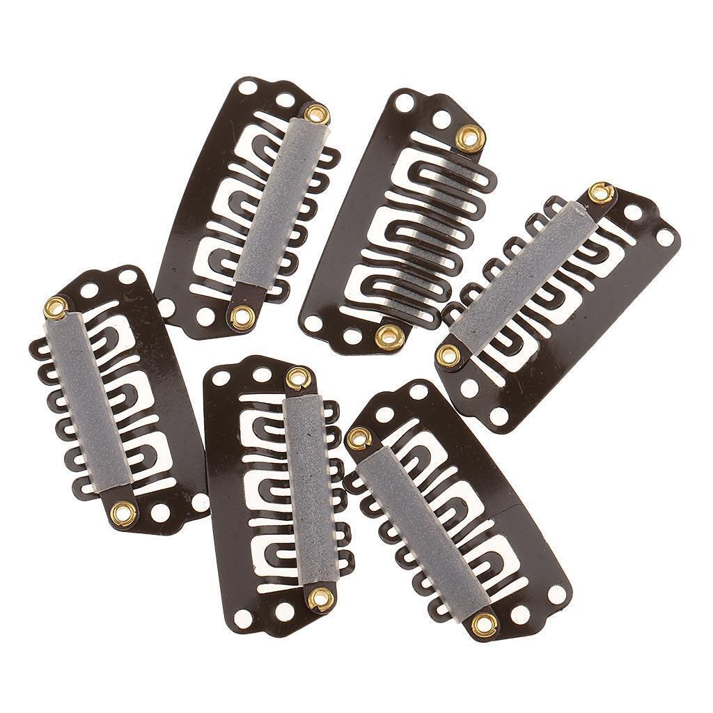 200pcs Metal Hairpiece Hair Extension Snap Clips 6 Teeth U Shape 2.8cm