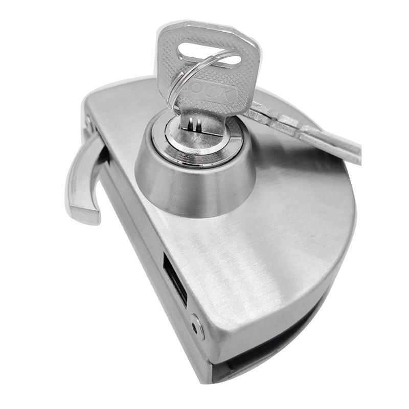 Frameless Glass Door Lock With Key Stainless Steel Anti-Theft Bolt Locks