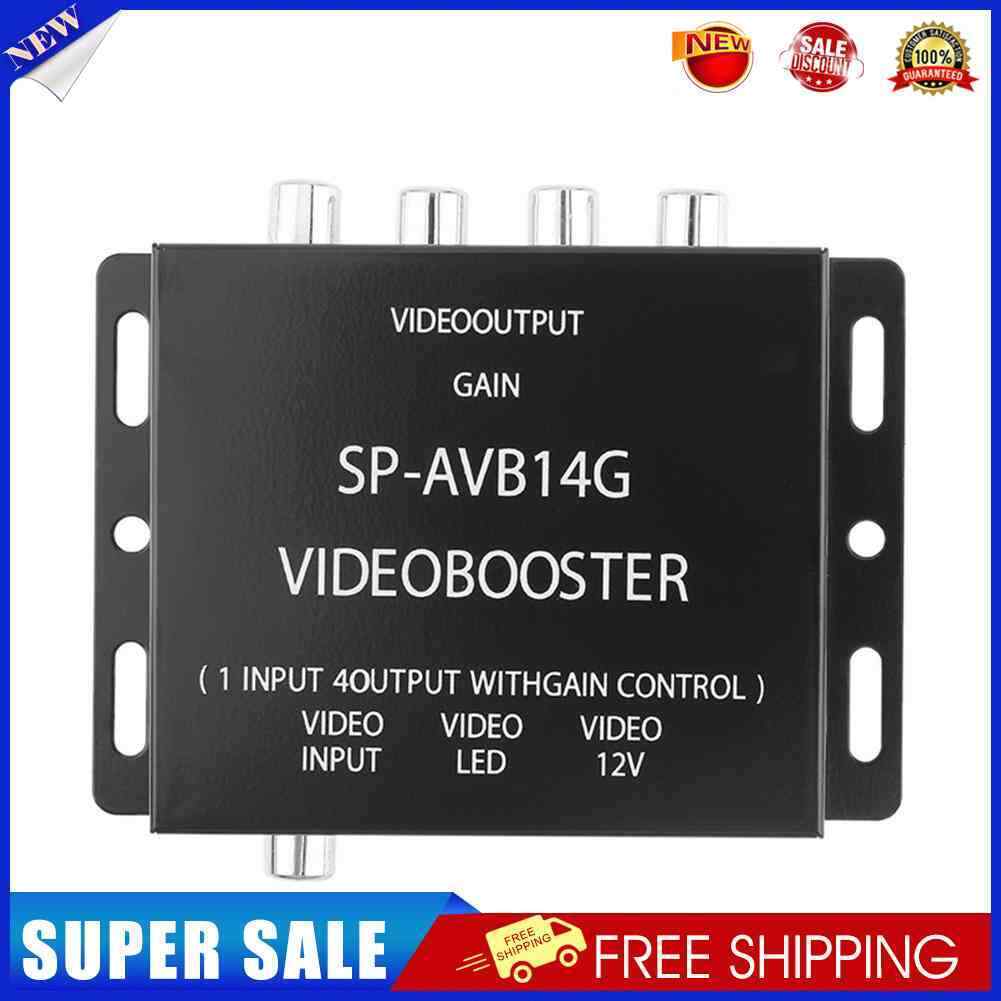 12V 1 Input to 4 Output RCA Car DVD Video Booster Amplifier Splitter Box