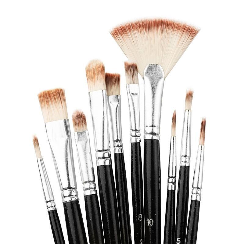 10 Sizes Acrylic Painting Brushes Kit Artist Paintbrushes for DIY Crafts Painter