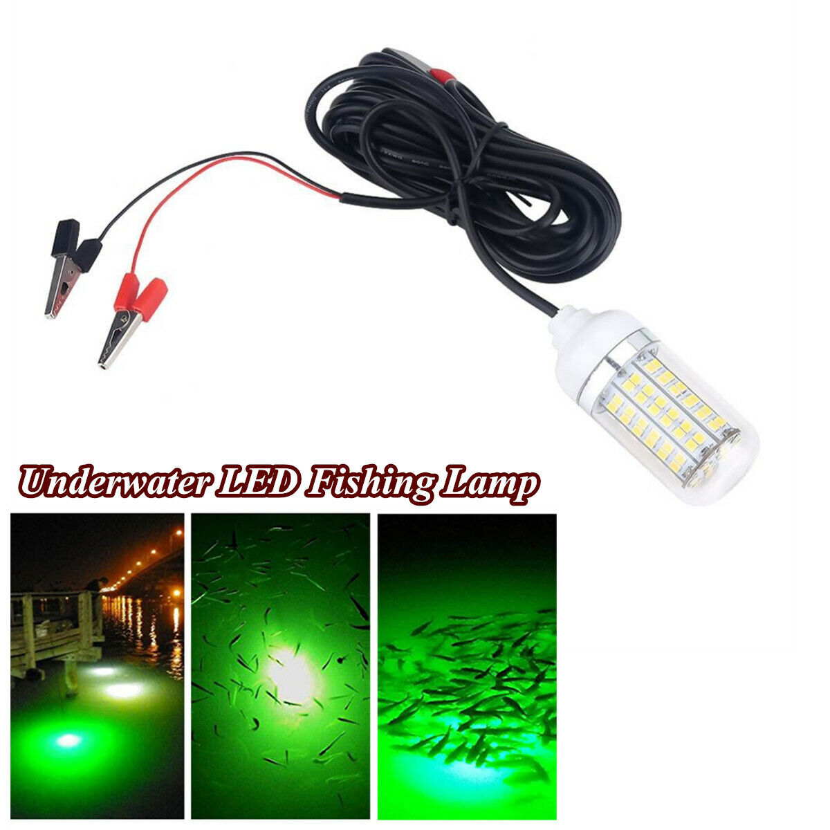 Underwater 108 Green LED Fishing Light Submersible Fishing Lamp 360 Degree View