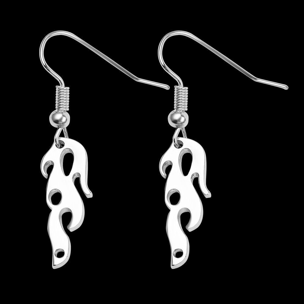 Women Men Streetwear Jewelry Hook Fire Flame Earrings Wave Sun Dangle Stud Drop