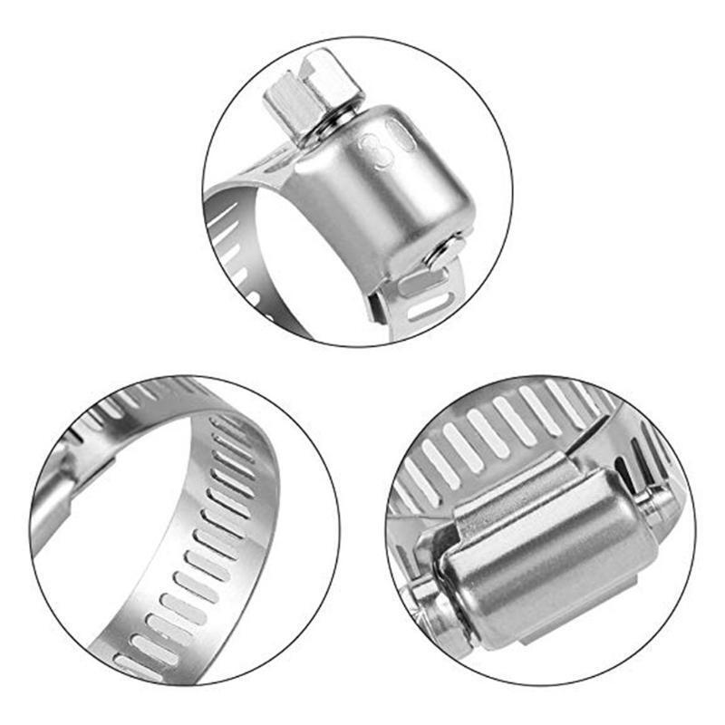 Water Pipe Fasteners Clamps 90Pcs 8-44mm Durable Stainless Steel Hoop Clamp Ring