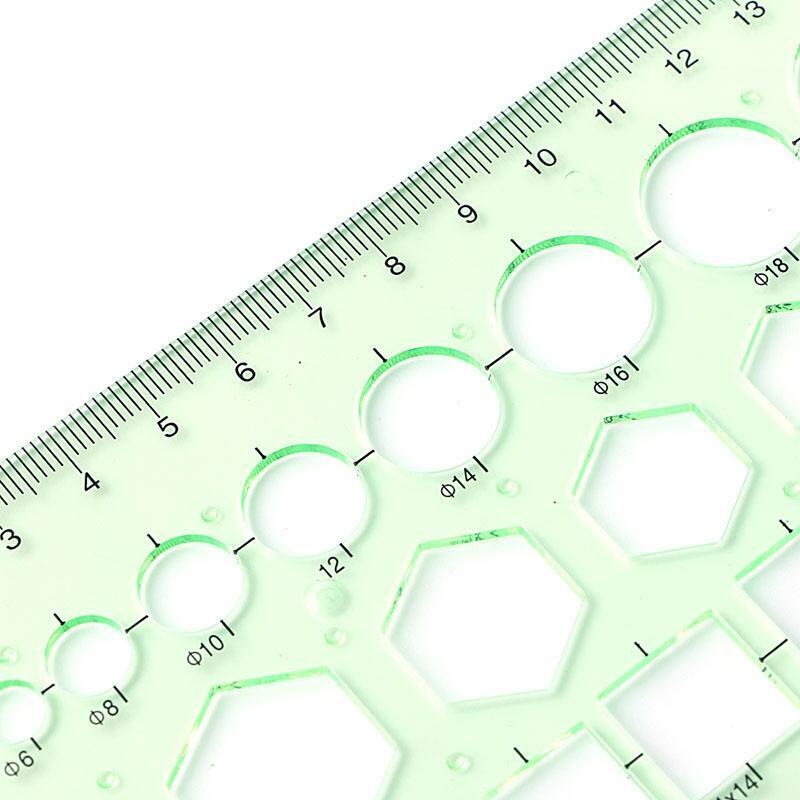 Plastic Circle Square Hexagon Geometric Template Ruler Stencil Measure Tool NEW