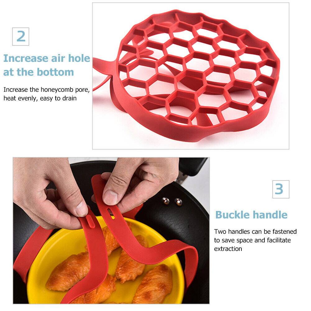 Portable Silicone Food Sling Steamer Multifunction Egg Steamer Rack (Red)