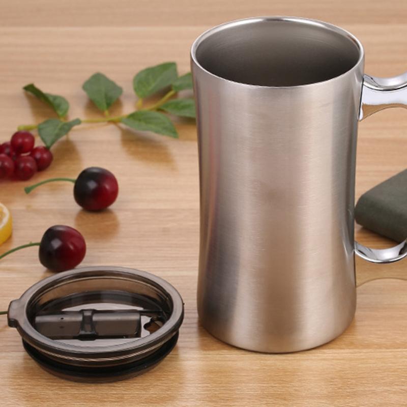 Double-Layer Thickened Vacuum Insulated Beer Mug Creative Single Handle Bottle