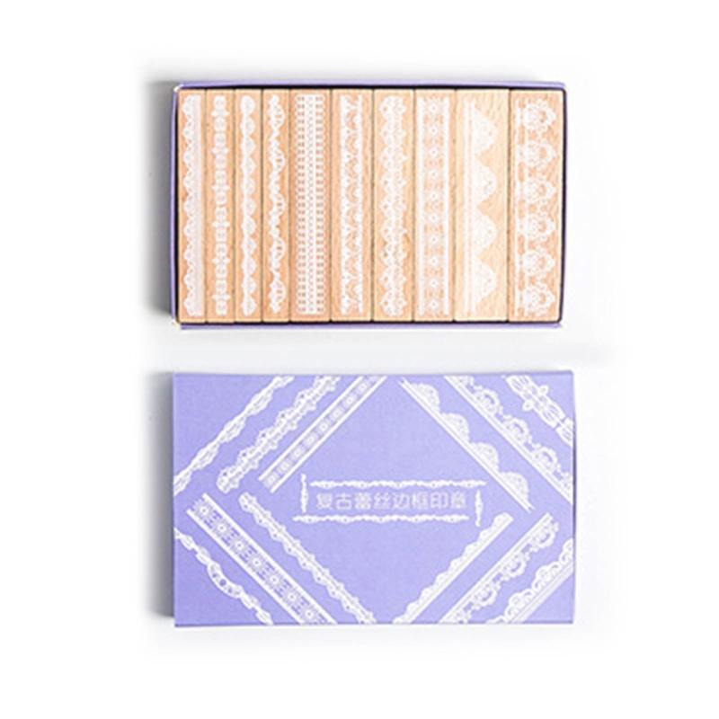 Lace Flower Style Wood Rubber Stamps DIY Diary Scrapbook Stamps for Students 10X