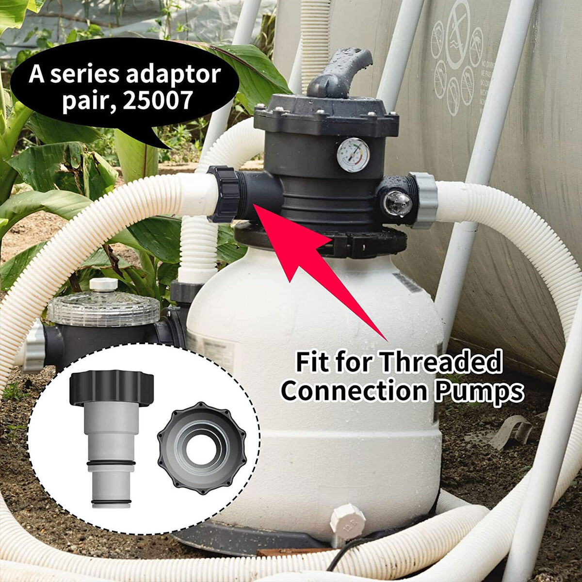 Hose Adapter Replacement Durable & Multi-Scene Use for Pool System (2pcs)