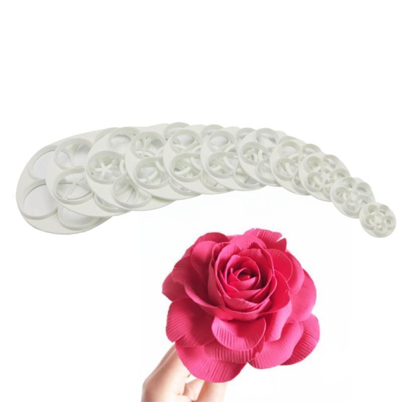 11 PCS Cookie Cutter Set Rose Flower Cookies Cutter Plastic Fondant Baking Mould