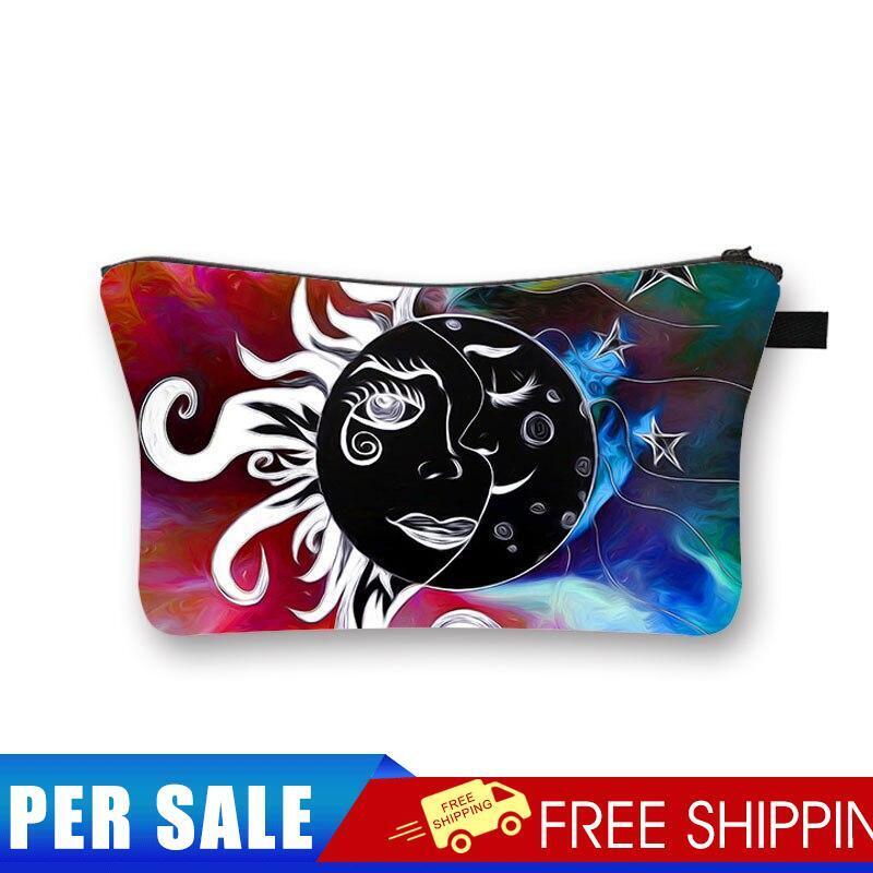 Abstract sun Printed Hand Hold Travel Storage Cosmetic Bag Toiletry Bag