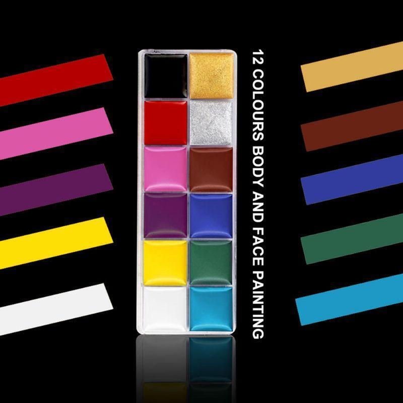 12 Colors Non Toxic Face Body Paint Water Soluble Oil Painting Tattoo Halloween