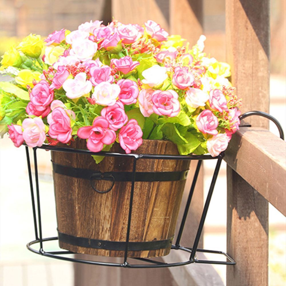 Home Decor Railings Hanging Flower Pot Rack Balcony Planter Pot Stand Guardrail