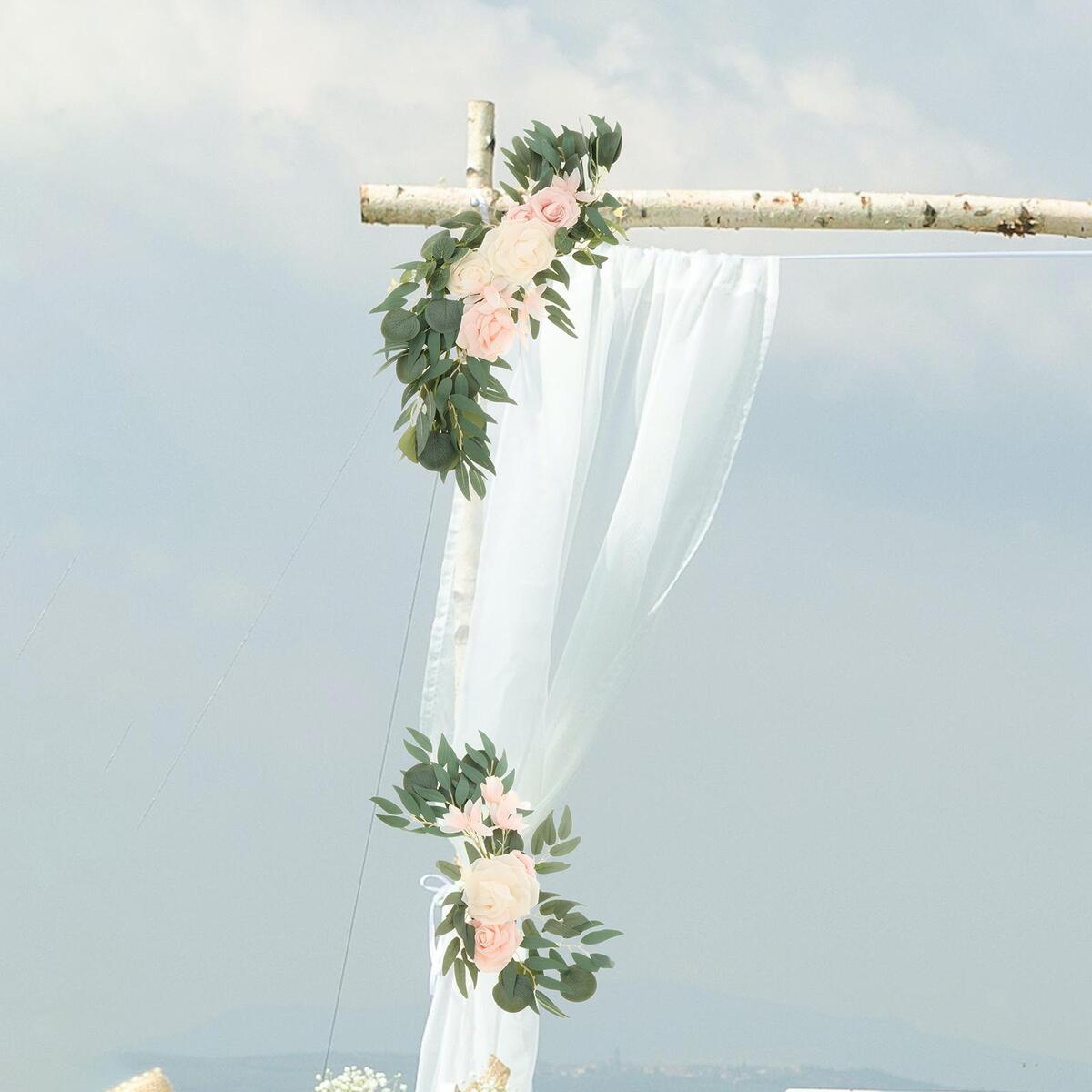 4pcs Silk Wedding Arch Flowers Floral Arrangement Hanging for Wedding Decor