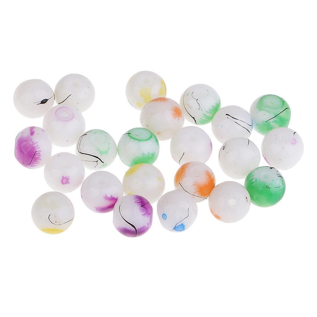 Pack 100 Multicolor 8mm Round Baking Painted Glass Beads for Jewelry Making